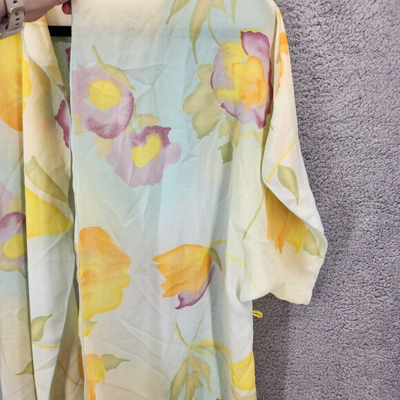 Body Chic Women's Size Large VTG Made in USA Floral Open Front Kimono Robe Wrap - Picture 7 of 13